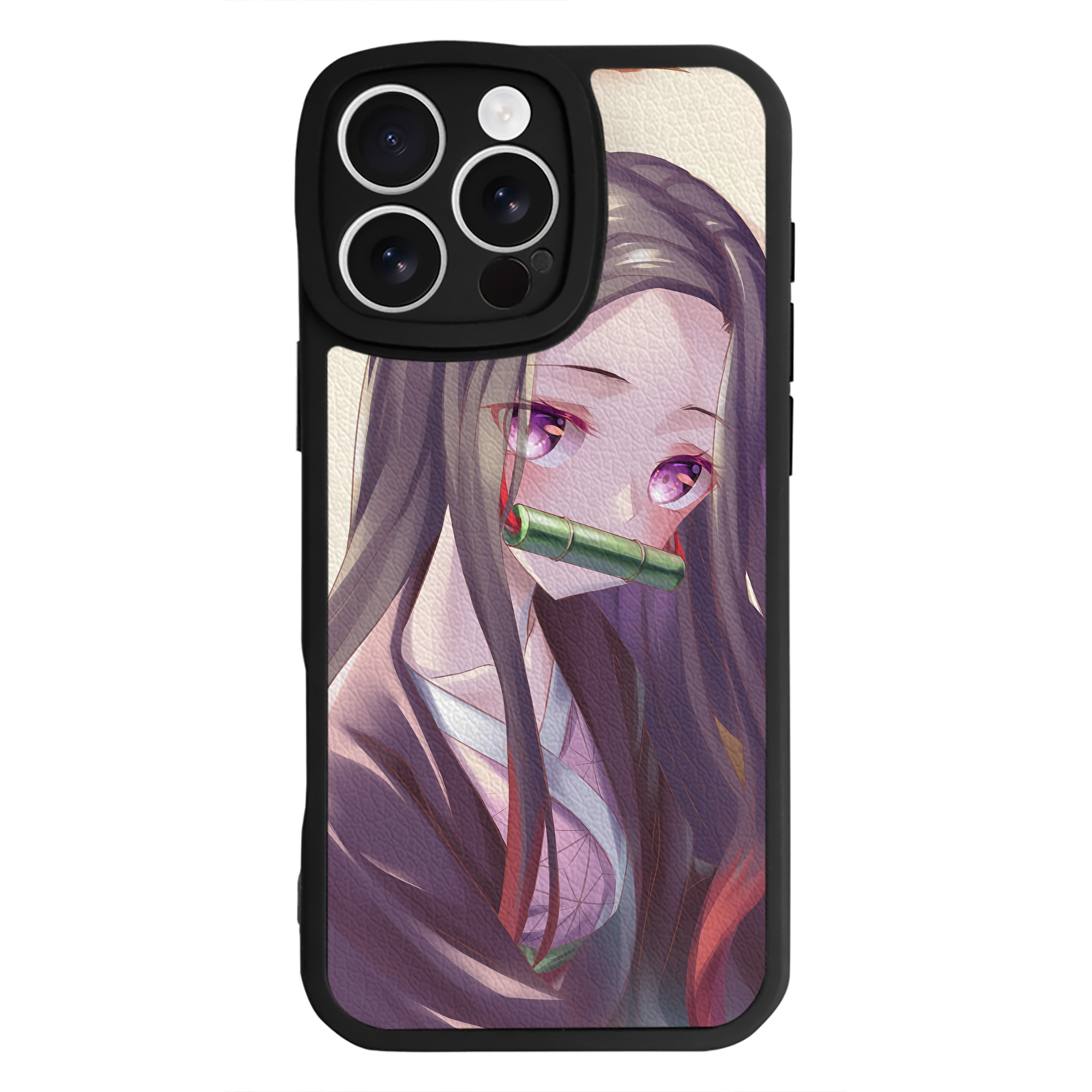 （画像用） 鬼滅の刃（きめつのやいば）竈門 禰󠄀豆子／かまど ねずこ Kamado Nezuko 【iPhone 16シリーズ対応】シリコンスマホケース（レザー調） 材質：シリコン